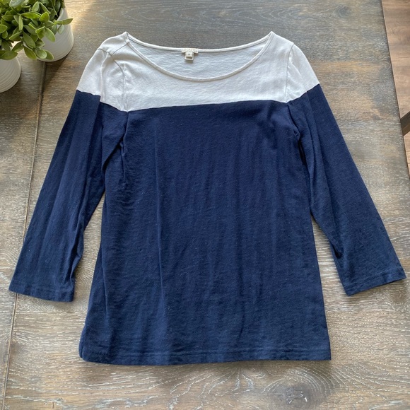 J. Crew Tops - 2/$30 J. Crew navy and white color block t shirt medium